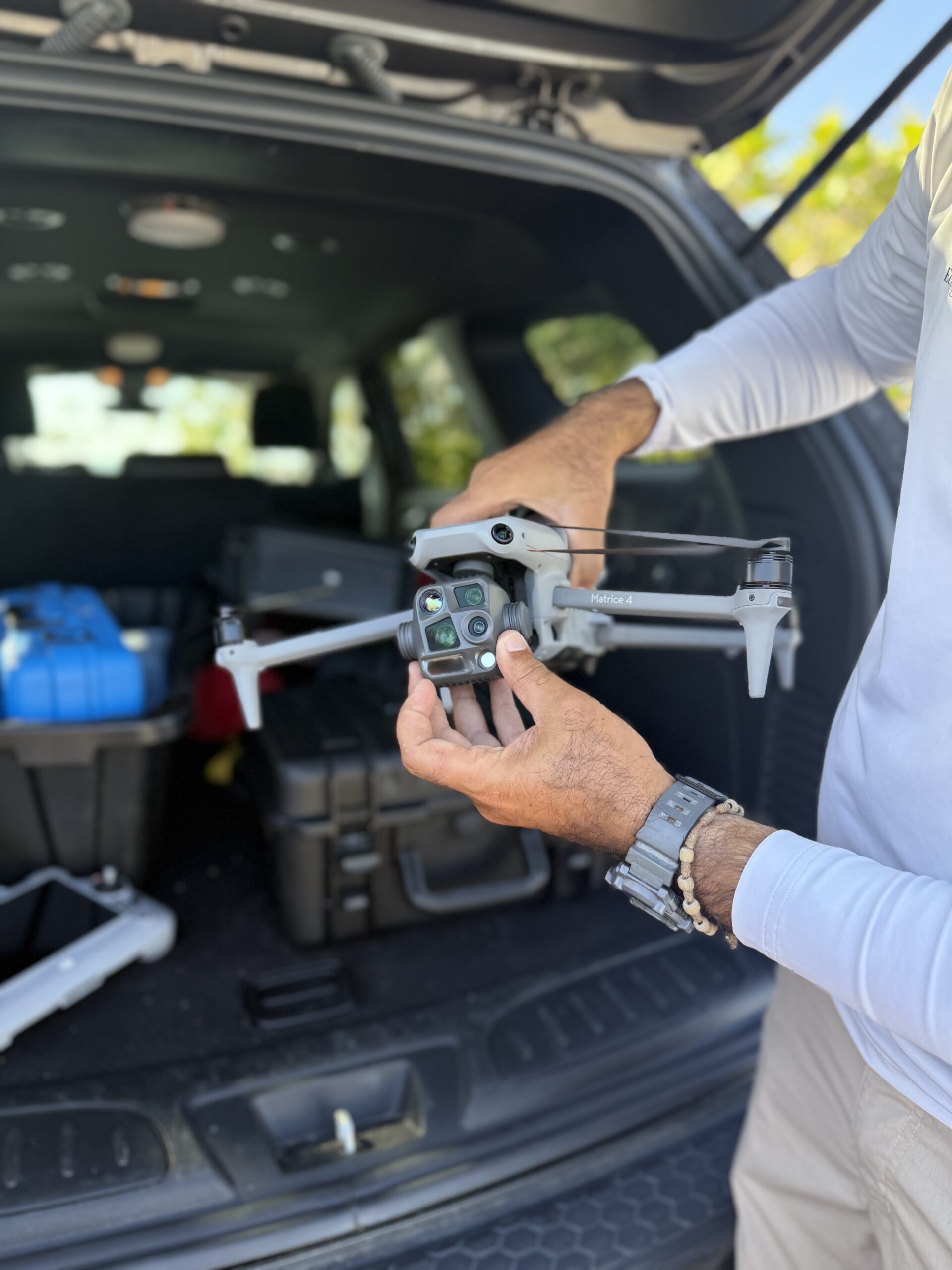 A drone used for surveying grounds and gathering data