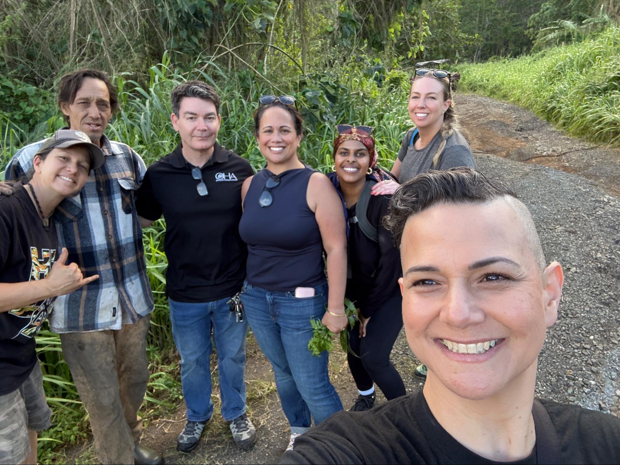 Luluku Farmers’ Association & Aloha ʻĀina Health and Learning Center (LFA-AHLC), the Office of Hawaiian Affairs, ʻĀina Momona, and Carbon180 tour the Luluku farm to assess storm damage and explore restoration opportunities.